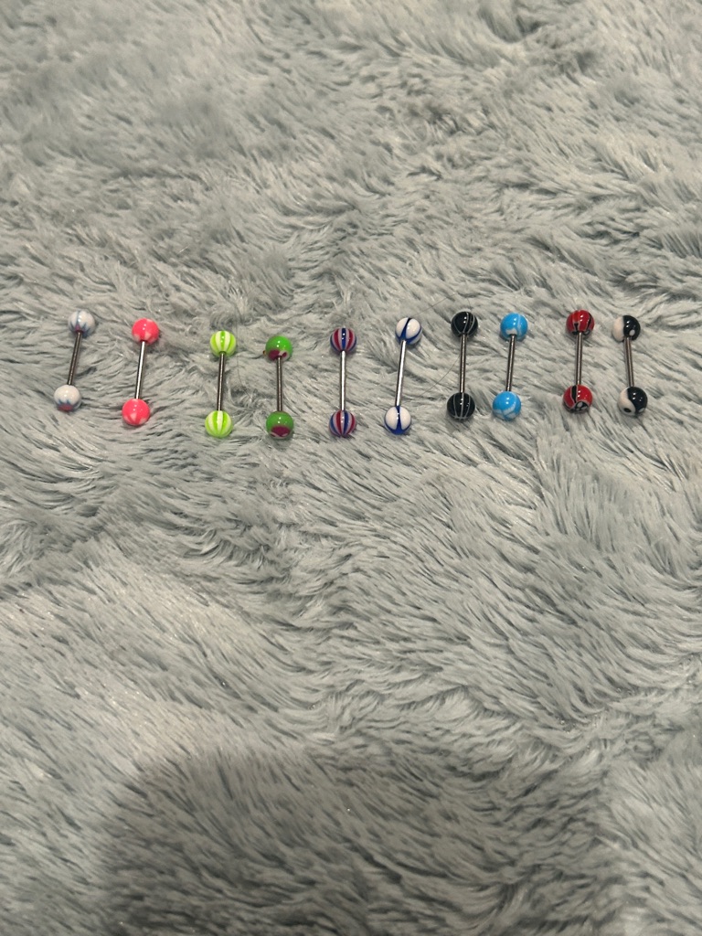 Assorted Barbell Tongue Rings  Multicolor Mix